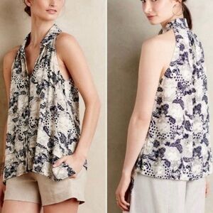 Anthropologie Maeve Tesni Swing Tank Top Goddess Print Size 4